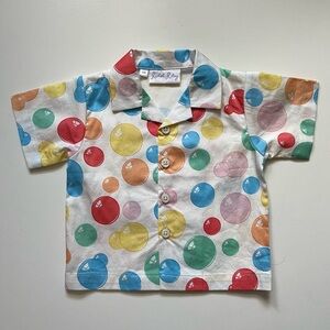 Rachel Riley Kids Unisex Bubble Button-down Short-sleeve Shirt - Size 6M
